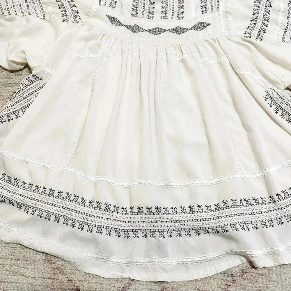 Free People Wild One Embroidered Top in Ivory size XS - Picture 11 of 16